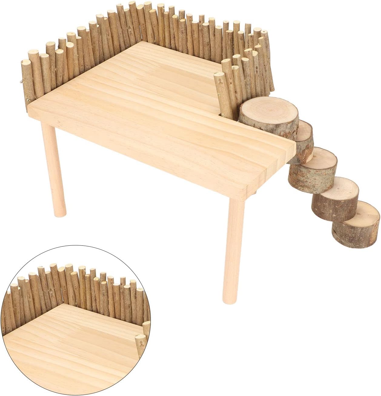 Hamster Play Wooden Platform, Small Animal Standing Platform with Rotatable Ladder Wood Hamster Platform Hamster Climbing Platform