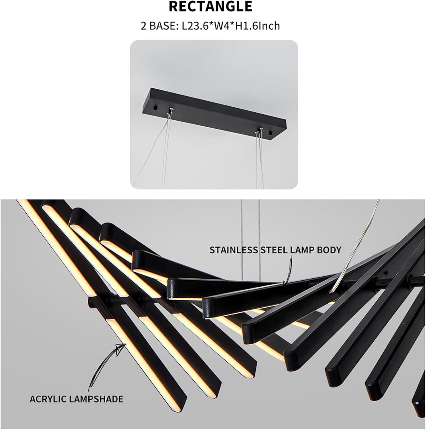 Designer Chandelier Modern Style Dimmable LED Pendant Light Remote Control Kitchen Island Dining Room Hanging Lamp (Matte Black, 30 Lights)