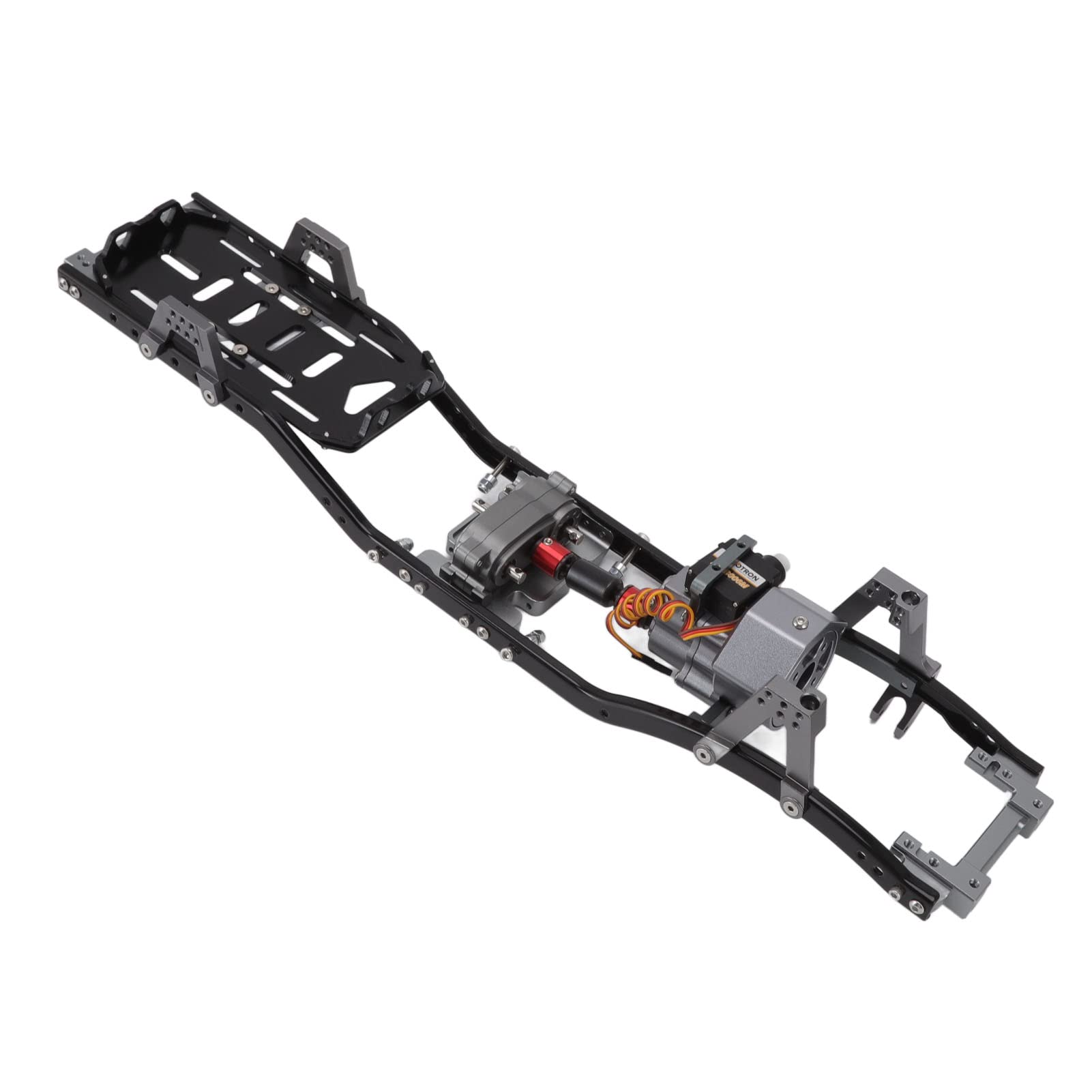 Do obudowy metalowej RC w skali 1:10, 2 opcje przekładni, tryb 2-biegowy, rozstaw osi 313 mm, przednia przekładnia, materiał ze stopu aluminium, błyszczący układ napędowy, (kolor kolorowy)