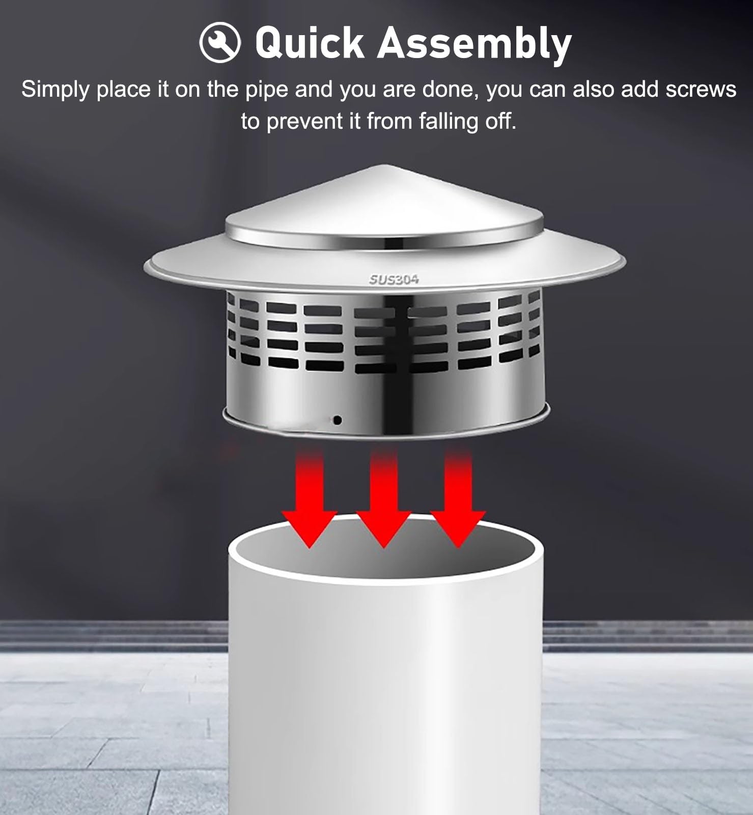 Tapa Redonda para conducto de Chimenea, Tapa de Chimenea Impermeable de Alta Resistencia con Rejilla para protección del Techo.