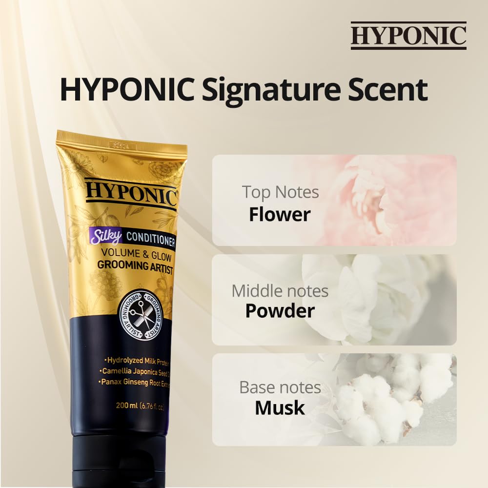 HYPONIC Grooming Artist Silky Conditioner (200 ml / 6.76 FL. oz) Für fließendes, glänzendes Fell – Premium-Conditioner mit seidigem Pflegeeffekt für Hunde und Katzen