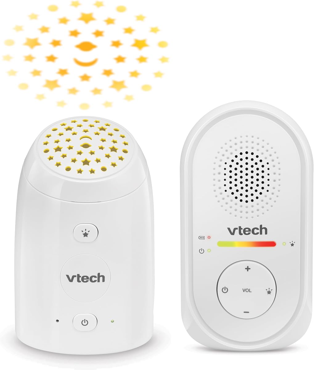 TM8112 Audio Baby Monitor with Glow-on-Ceiling Starry Night Light, 8-Hour Rechargeable Battery, 1000ft Range & Belt Clip