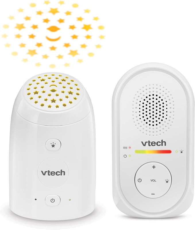 TM8112 Audio Baby Monitor with Glow-on-Ceiling Starry Night Light, 8-Hour Rechargeable Battery, 1000ft Range & Belt Clip