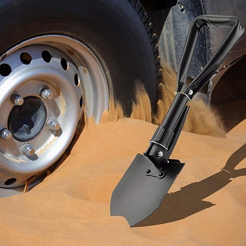 Miniatura 8 de Pala plegable de 18.5 pulgadas, pala plegable para nieve de automóvil, pala de campamento y pico, herramienta de entrenamiento militar para