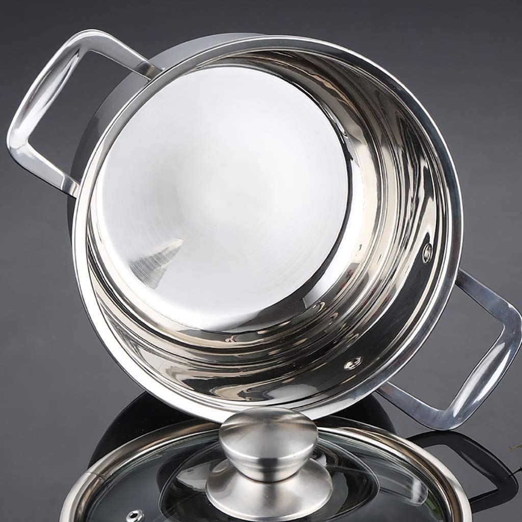 Edelstahl-Dampfgarer ， Dampfkörbe 2-stöckiger Edelstahl-Dampfgarer Dampfgartopf mit Glasdeckel und poliertem Hochglanz-Finish