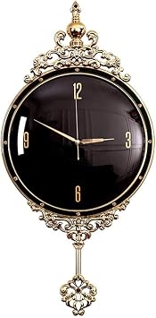 Retro Wall Clock Creative Quartz Clock Decorative Wall Clock Mute Clock Bedroom Living Room - Pole/SilverColorSilver-Gold-2