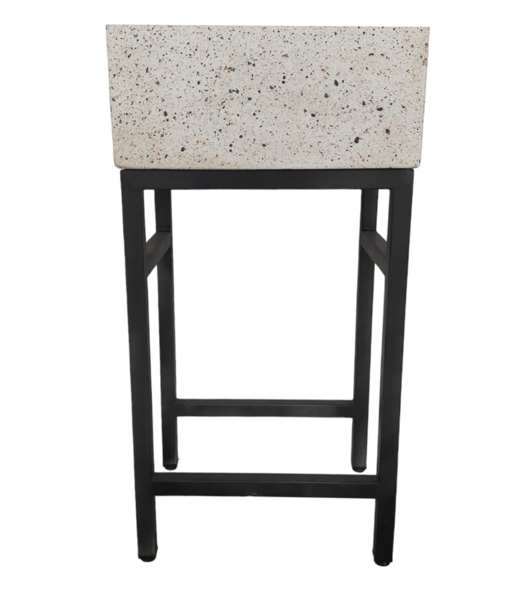 LAVANDINO DA ESTERNO IN GRANIGLIA DI MARMO MULTICOLOR 45 x 35 x H87 CM, CON STRUTTURA IN FERRO ZINCATO E VERNICIATO