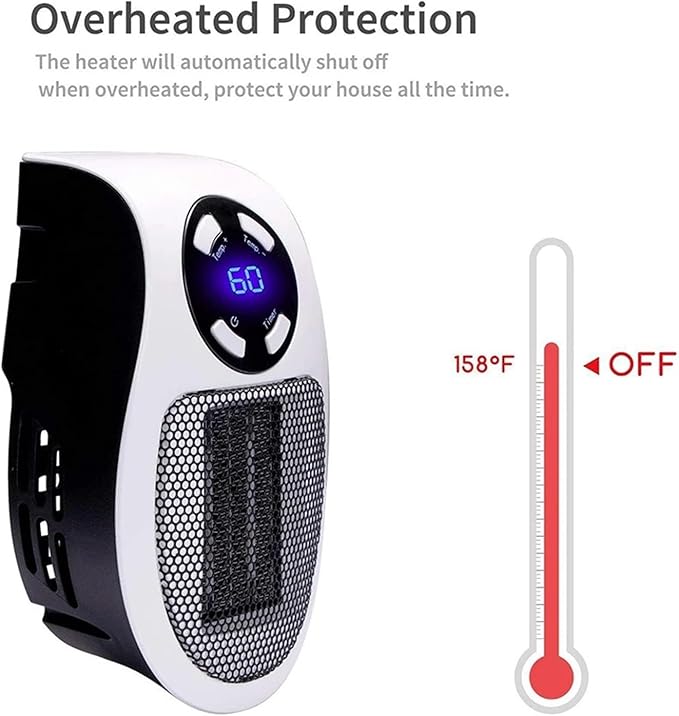 Calefactor Eléctrico Portátil de Pared 350W con Termostato y Control Remoto miniatura 4