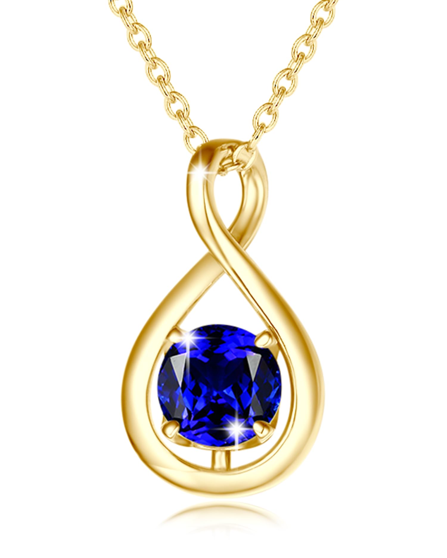 Birthstone Necklaces for Women Fine Jewelry Sterling Silver Dainty Infinity Pendant Anniversary Birthday Christmas Gifts for Her Wife Mom Lady Daughter, Chain 16"+2" Extend