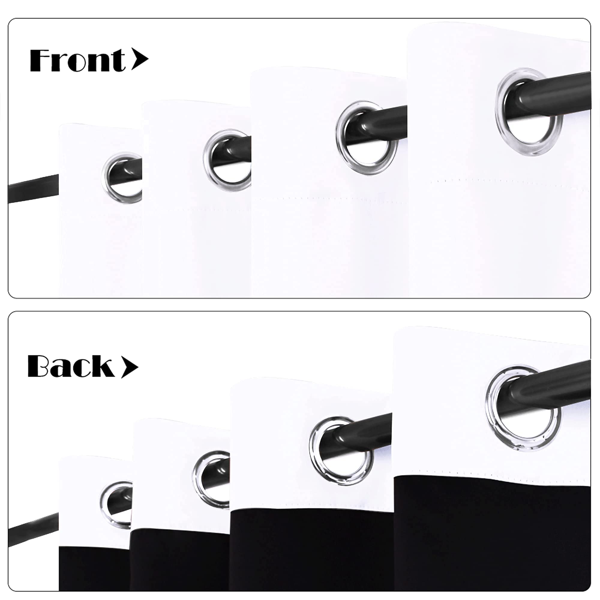 RYB HOME 100% Blackout Curtains 2 Panels, 2-Layer Window Curtains & Drapes for Bedroom, Pure White, W52 x L84 inch