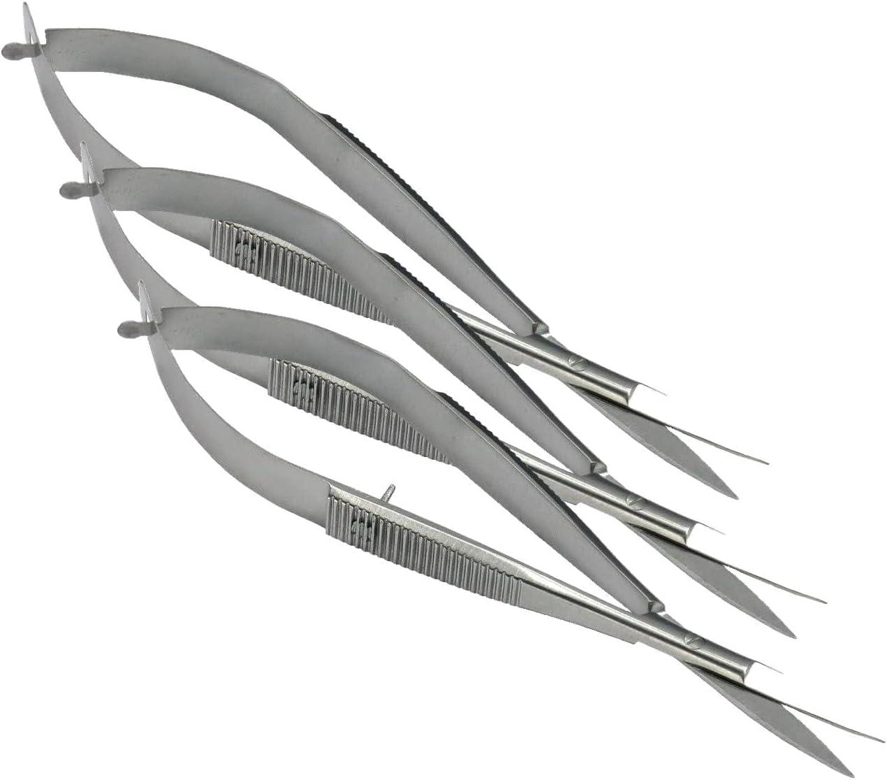 HTS 144C7 4.5" Curved Stainless Steel Squeeze Scissors image 3