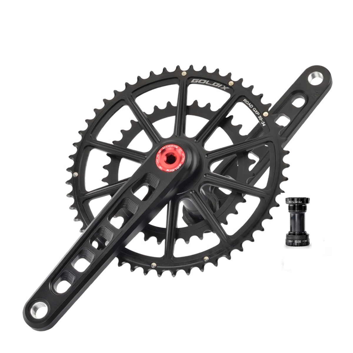 Zintegrowany zestaw korbowy do roweru szosowego, 165-175 mm, podwójna tarcza łańcuchowa 50/34T, 52/36T, 53/39T, konstrukcja ze stopu CNC, lekka i trwała