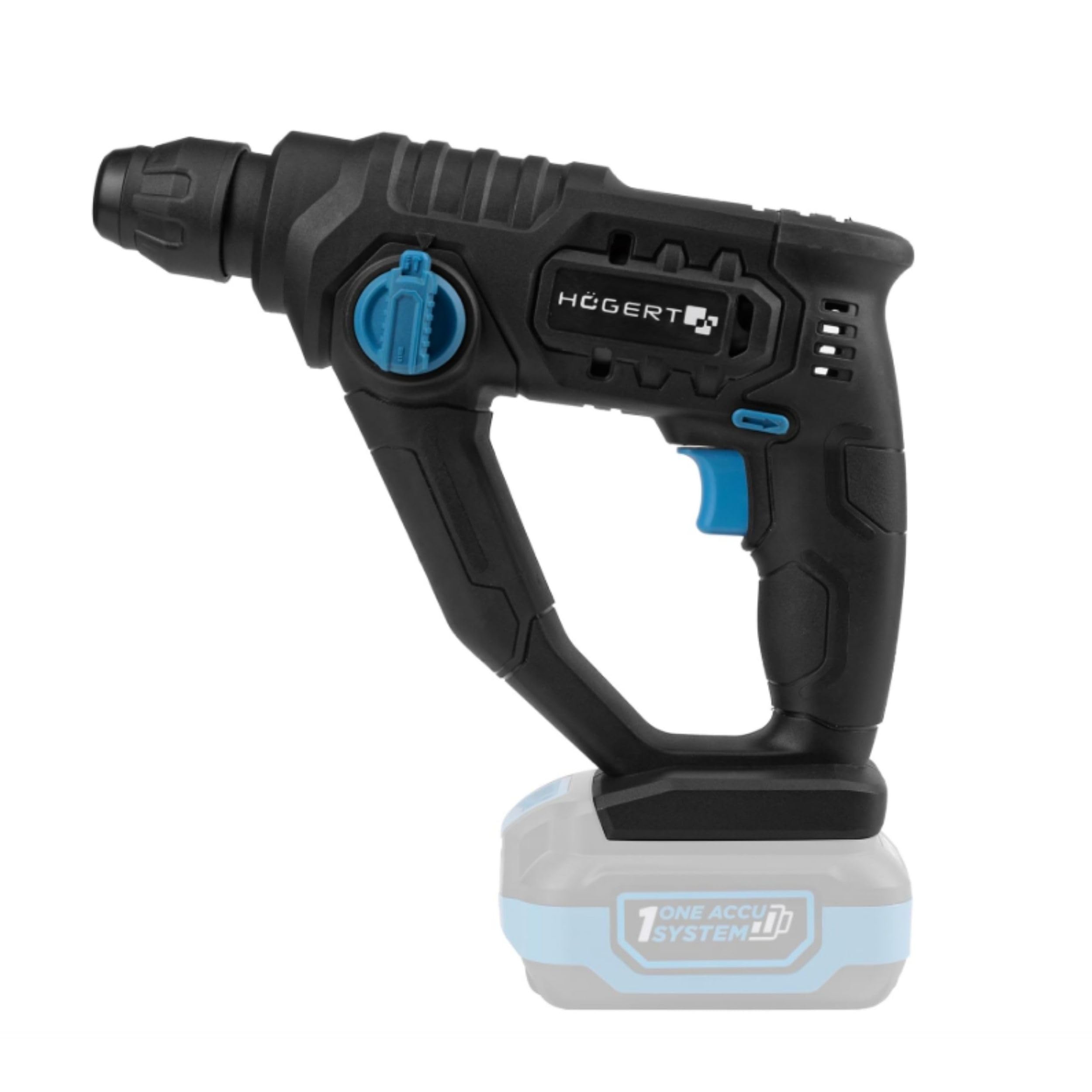 HÖGERT TECHNIK Martillo Perforador a Batería 18V OneAccuSystem, 1,5 J, 5100 IPM, SDS+, LED, para hormigón, madera y metal, sin batería