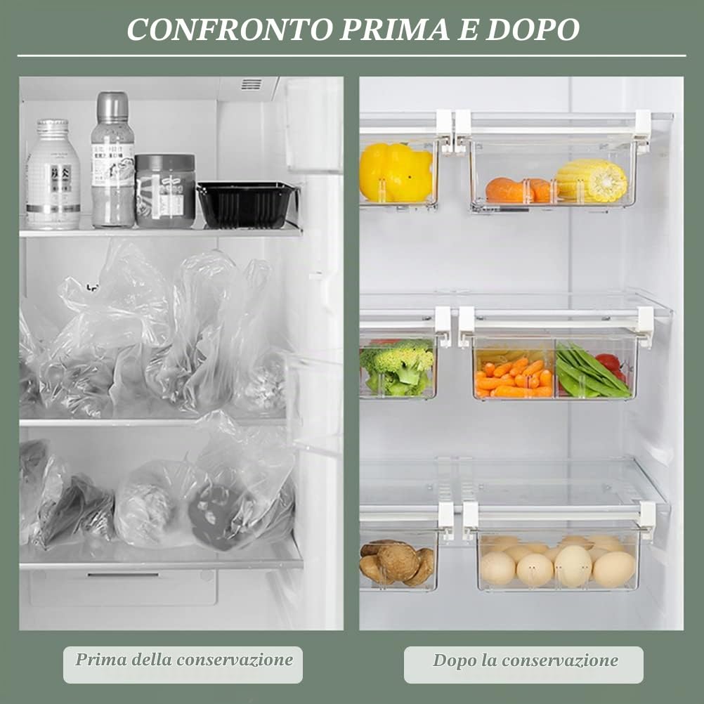OctBird Cassetti per Frigoriferi 2 Pzs Grosso Cassetto Estraibile per Frigorifero Cassetto Frigorifero, Cassetti per Frigorifero Trasparente Cassetto Congelatore Frigo, 30,5 x 20 x 9,5cm