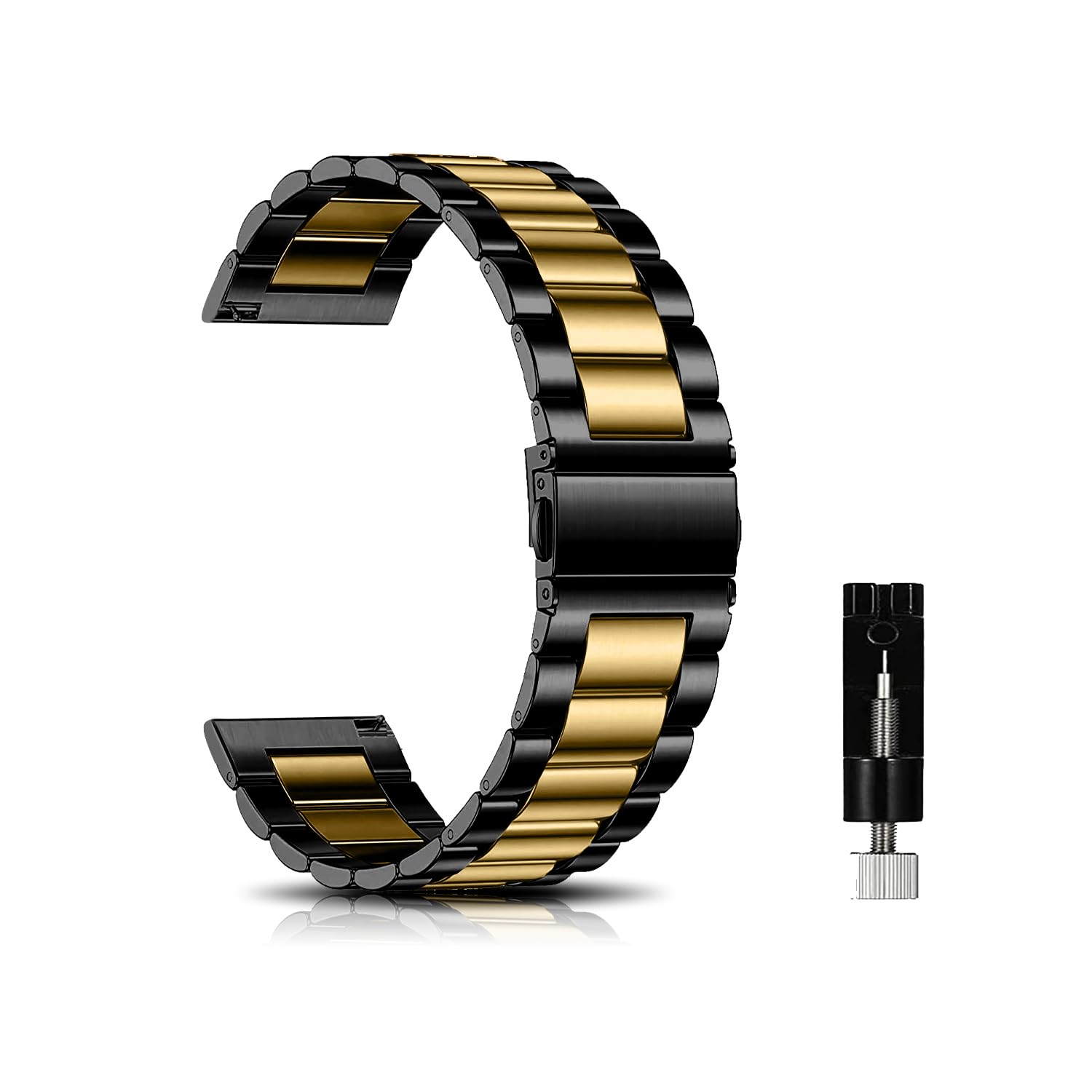 CeiBand Armband für 22MM 18MM 20MM, Metall Uhrenarmbänder Unisex Edelstahl Uhrband Geeignet für Herren und Damen - Schwarzes/Gold