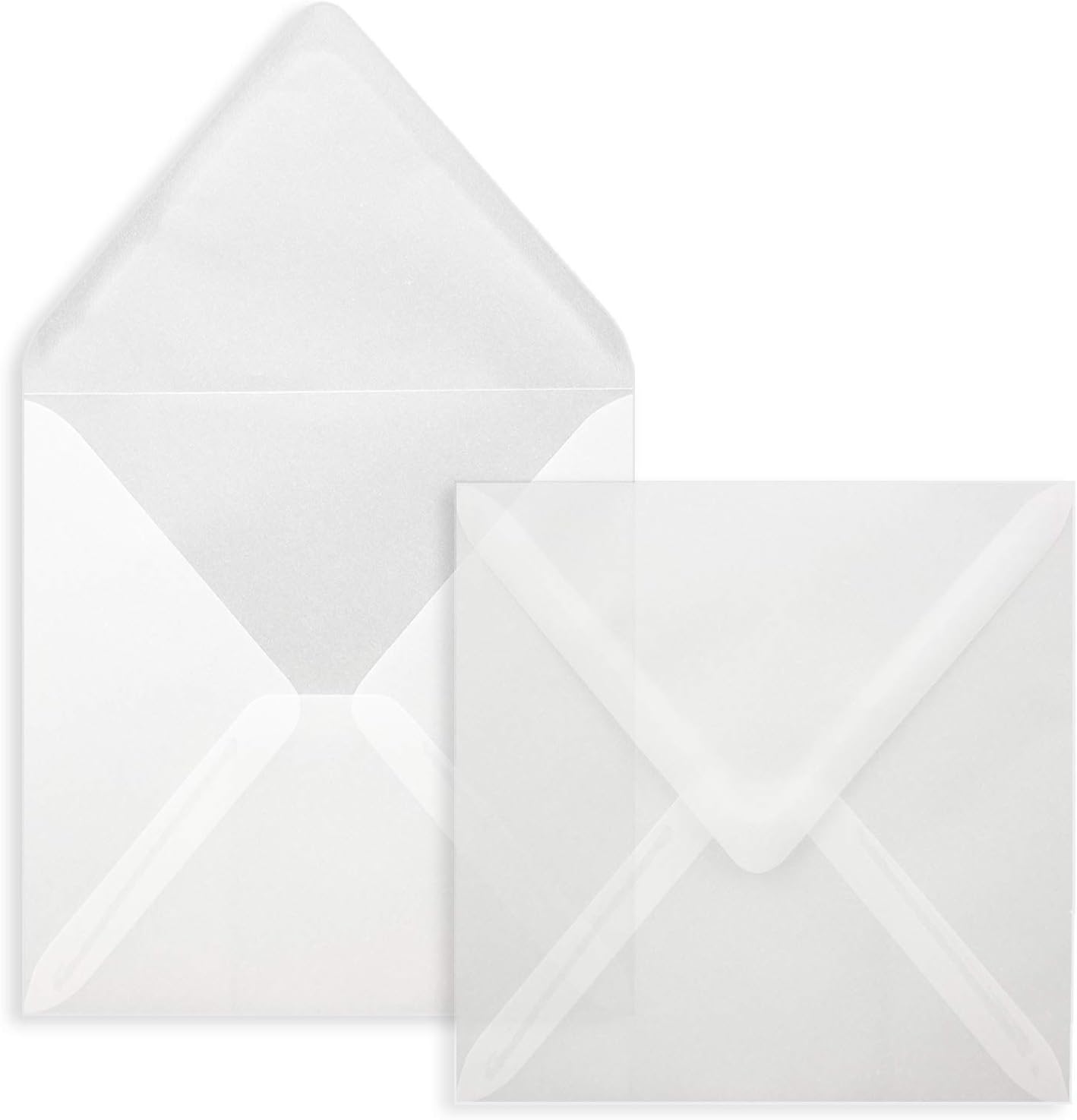 FarbenFroh by GUSTAV NEUSER Transparent envelopes - 25 pieces - square envelopes 15 x 15 cm - strong quality - 92 grams/m² - wet glue - without window