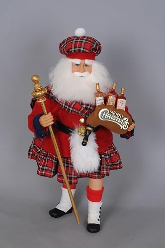 Karen Didion Originals - Figura de Papá Noel escocés, 17 pulgadas, hecha a mano, decoración navideña para el hogar y coleccionables