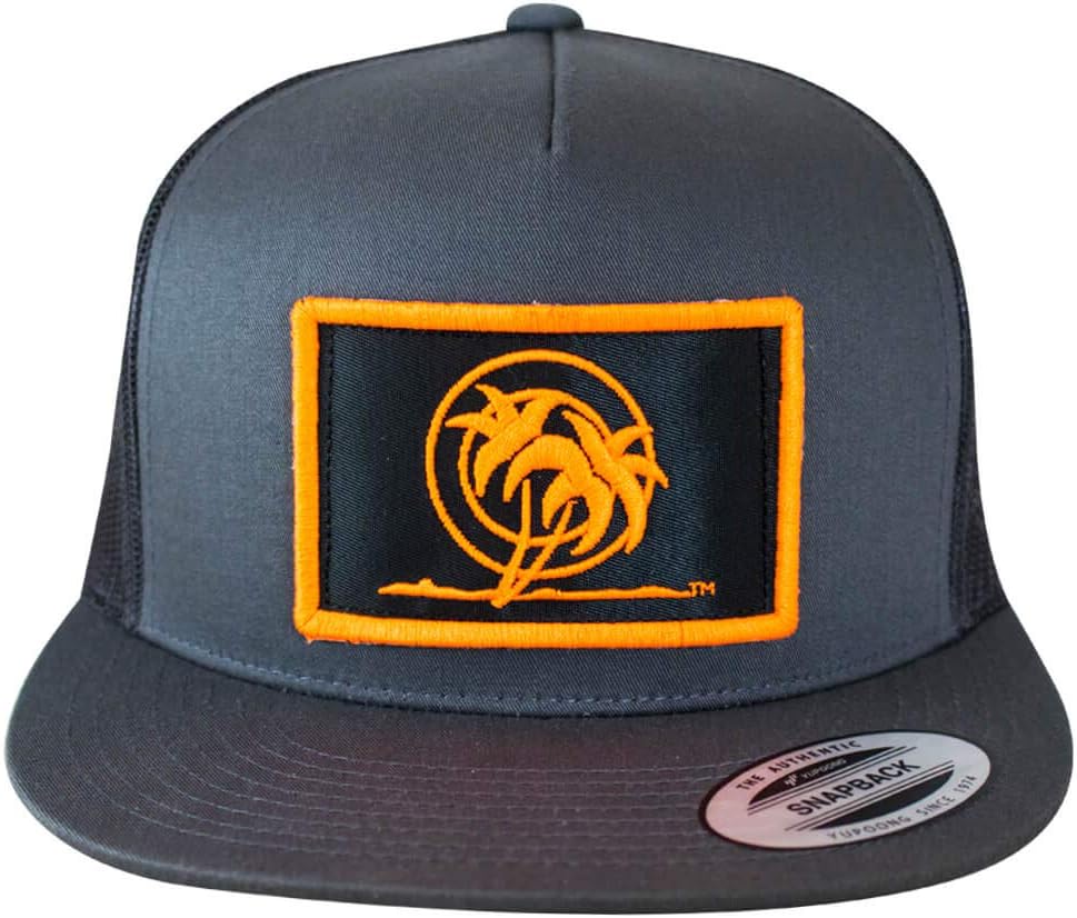 Palm Patch Neon Orange Snapback Trucker Hat for Men and Women, Mesh Back Adjustable Baseball Cap, Structured 5-Panel Flat Bill Outdoor Hat for Beach, Travel, and Daily Wear