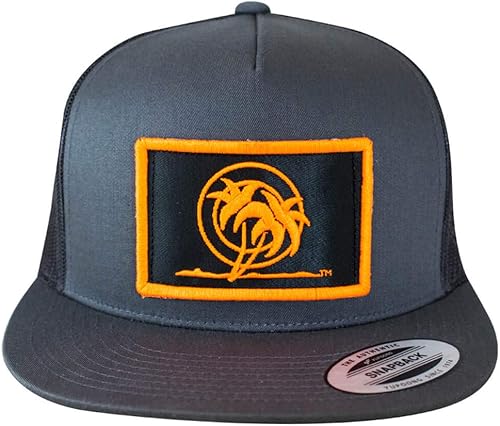 Classic Palm Patch - Gorra de béisbol 6006 naranja neón Snapback Trucker, gorra plana de alto perfil para hombre, lavable a mano, parte trasera de
