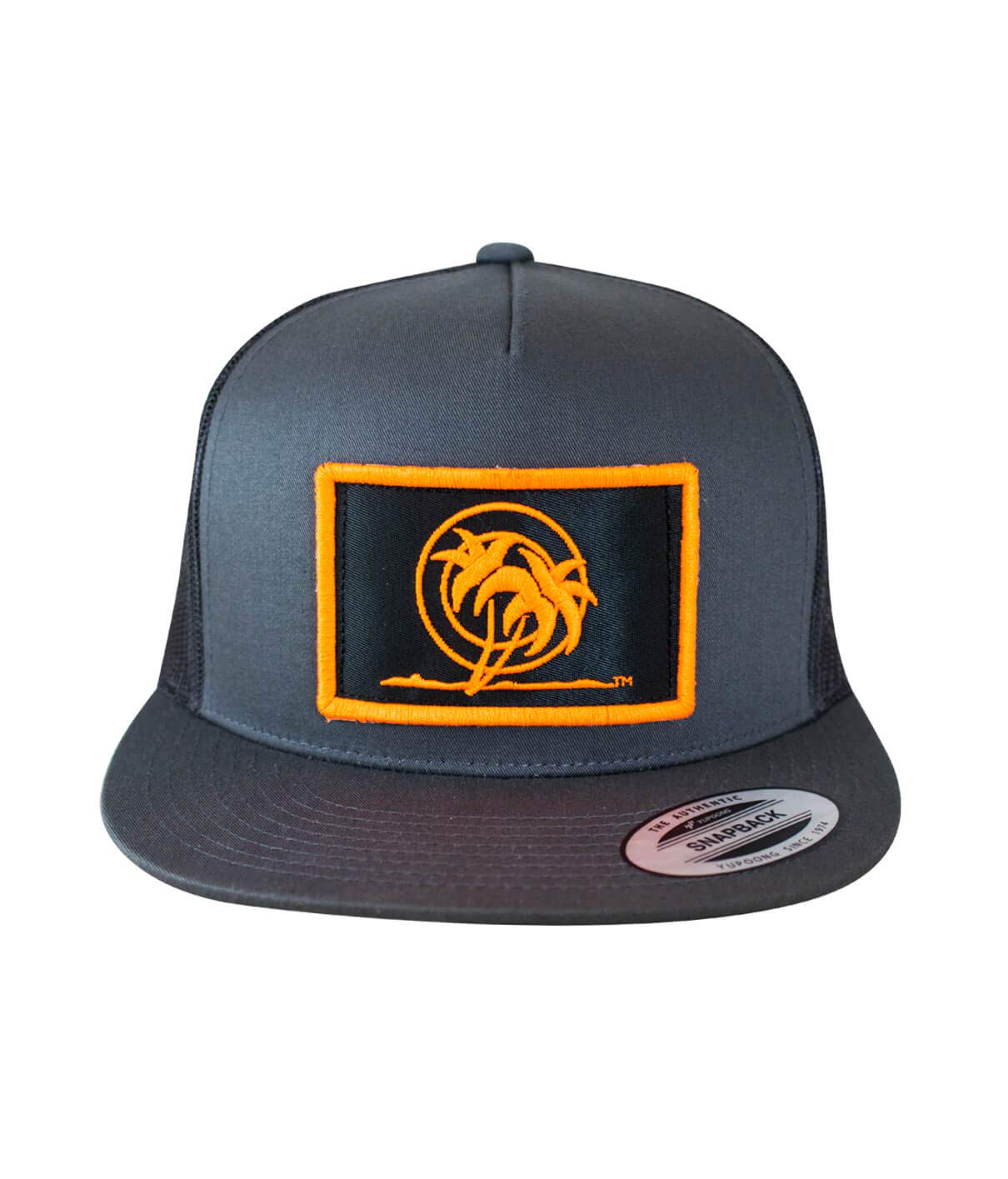 NICERIDEClassic Palm Patch - Neon Orange 6006 Snapback Trucker Baseball Hat, Men's High-Profile Flat Bill Cap, Hand Washable, Adjustable 5-Panel Mesh Back - Embroidered Logo