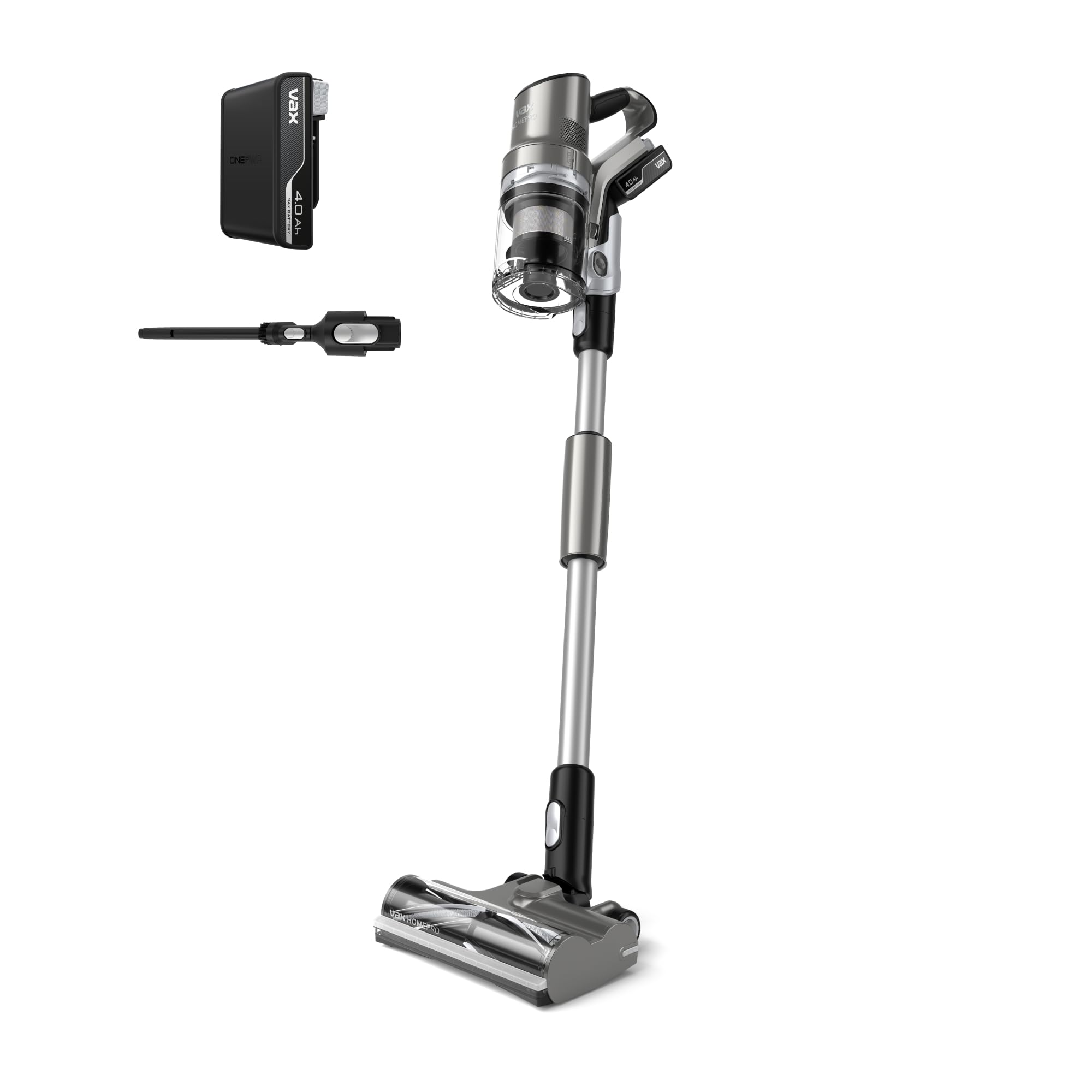 Vax HomePro, Cordless Stick Vacuum Cleaner, Up to 45min Runtime, Self Stand, LED Lights and Hairwrap Resist, Stair and Crevice Tool Included, Graphite and Titanium, CLSV-HPKS