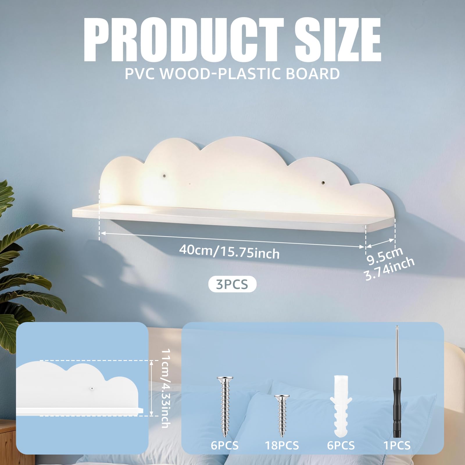 3 Stück Wandregal Kinderzimmer Regal Wand mit Montagematerial, Wolken Regal Set zur Aufbewahrung der Tonie Box & Hörfiguren, Wand Regale für Kinderzimmer, Babyzimmer Deko, Wohnzimmer, Arbeitszimmer