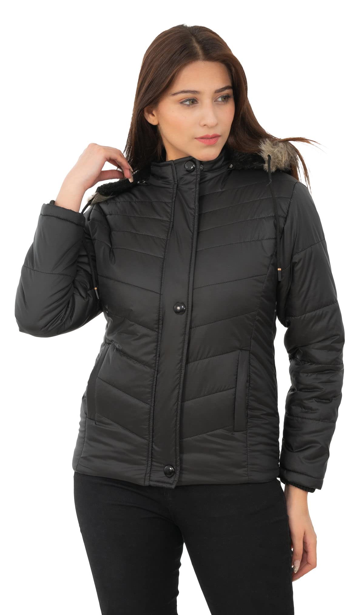 Women's Quilted Jacket | Puffer Regular Fit Bomber Jacket For Winter Wear | Hooded Collar Neck | Full Sleeve | Casual Jacket For Woman & Girl's | Western Style-picture-28