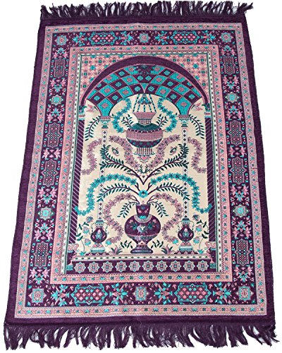 Sajda Rugs Muslim Prayer Rug - Islamic Janamaz Sajadah Namaz Sajjadah Turkish Prayer Mat Carpet (Purple)