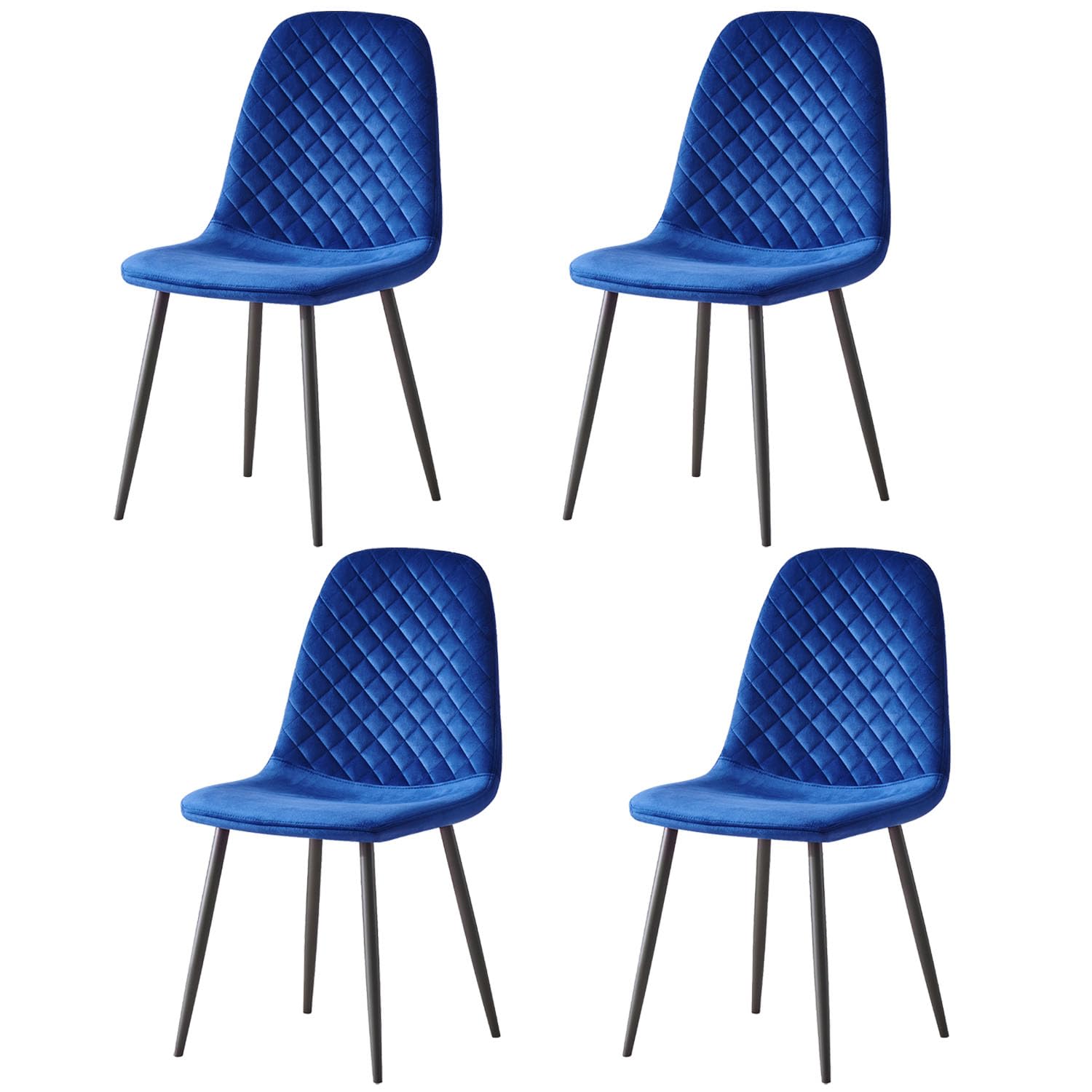 AINPECCA Set of 4 Velvet Dining Chairs Fabric Upholstered seat with Metal Legs Dressing Lounge Home (4, Blue) — image 1