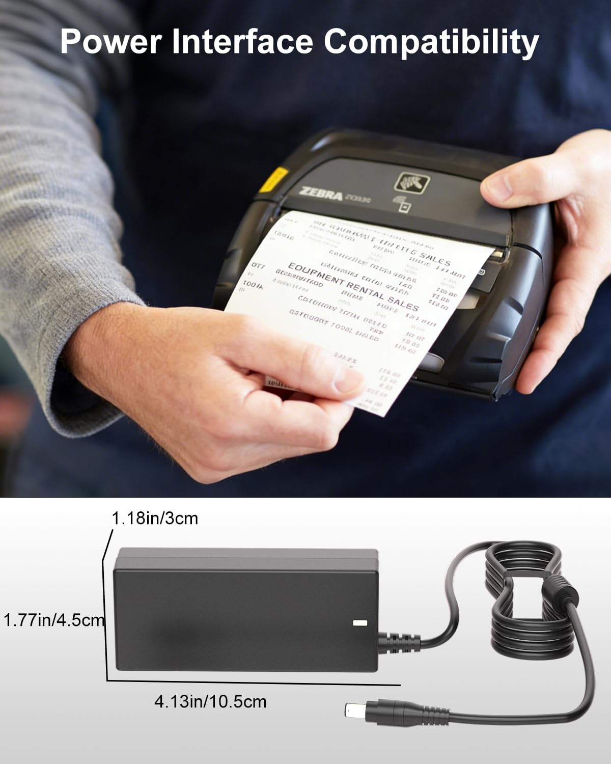12V AC/DC Adapter Compatible with Zebra Technologies Znl-U150100 Charger ZQ510 ZQ500 ZQ520 ZQ600 ZQ610 ZQ620 ZQ630 ZR658 ZR668 QLN320 QLN220 QLn420 DC 12V Power Cord