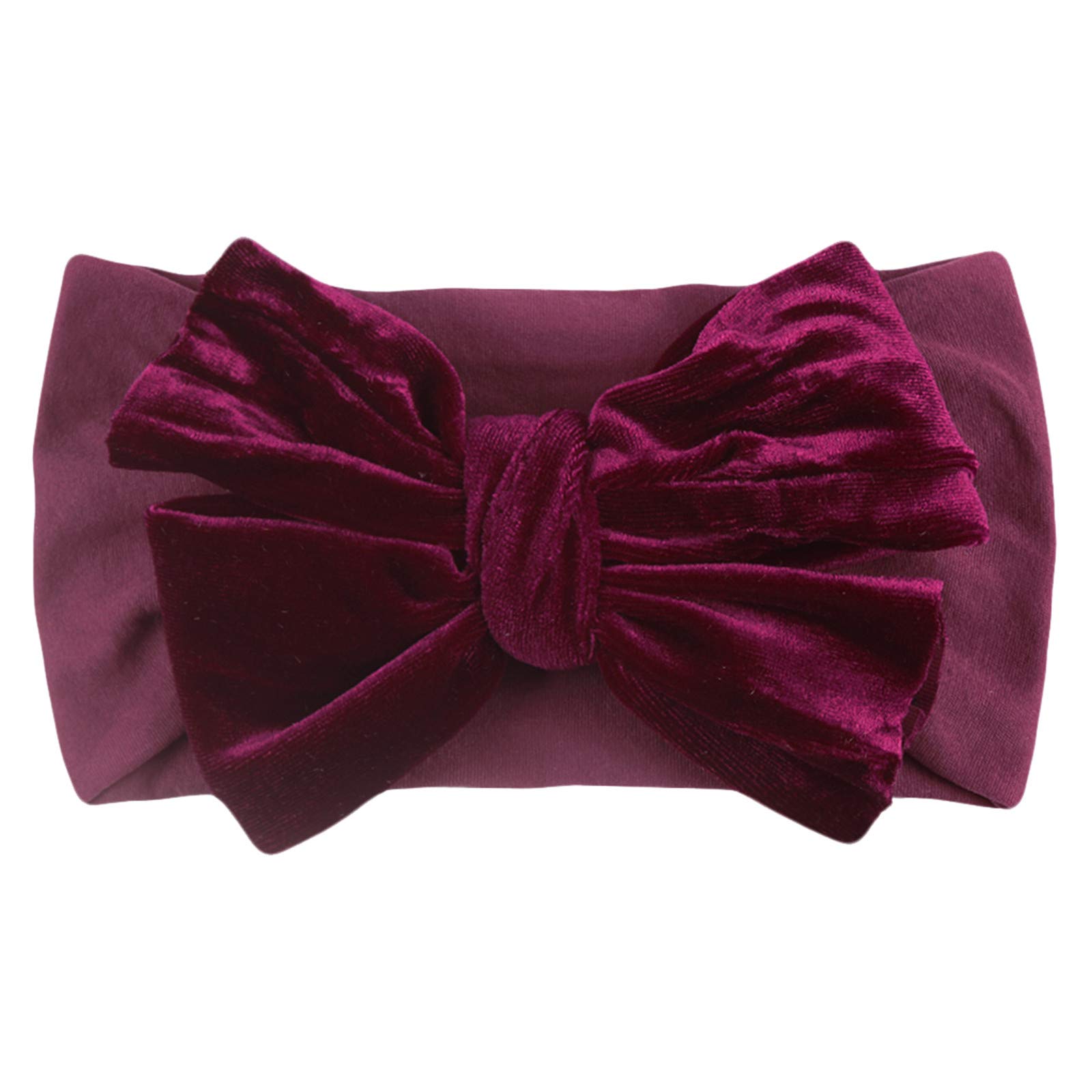 Baby Solid Headwear Girls Accessories Bow Kids Velvet Hair Headband Baby Girl Romper And Matching (A-Purple, One Size)