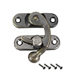 uxcell Vintage Lock Clasp Right Latch Hook Hasp 42mm x 37mm Swing Arm Latch Plated Bronze, 5 Pcs W Screws