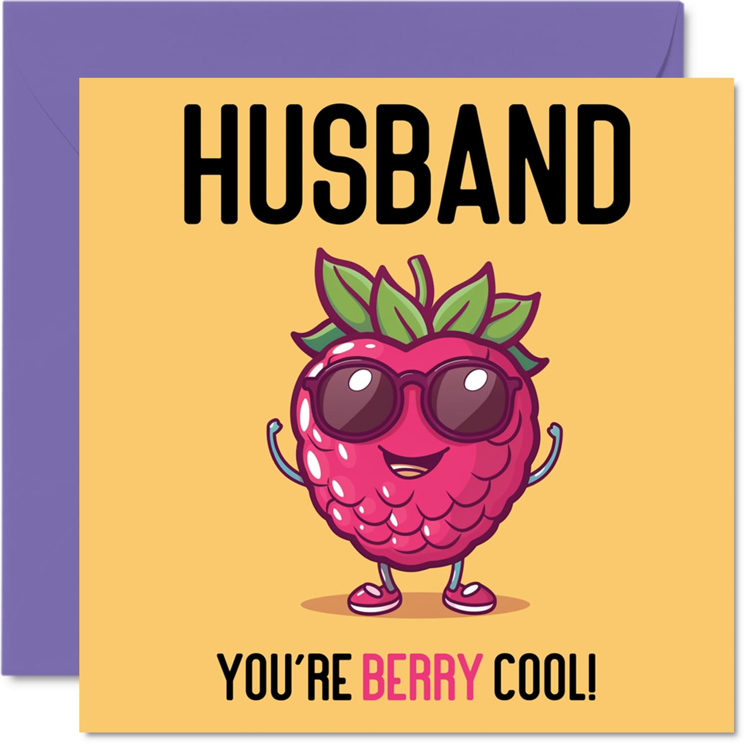 Birthday Cards for Husband - Berry Cool - Funny Happy Birthday Card for Husband from Wife, Hubby Gifts, 145mm Joke Greeting Cards Men Him