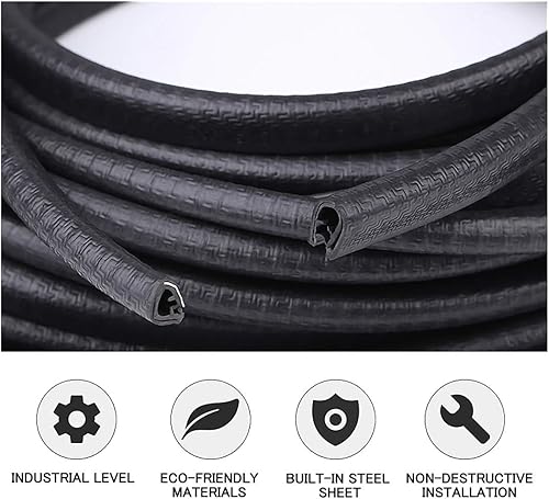 Vista 7 de MYFAMIREA Protectores de Borde de Puerta de Automóvil de 13 Pies (4M) - Protector de Sello de Goma de Borde en Forma de U - Clips Anti-Colisión que