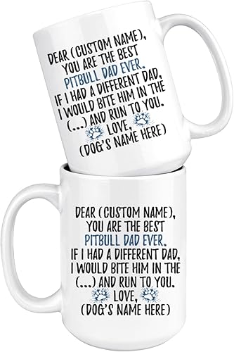 Miniatura 5 de Pitbull - Taza personalizada para papá de Pitbull, dueño de Pitbull, taza de papá Pitbull, I Love Pittie (15 onzas)