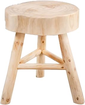 Sagebrook Home Paulownia Wood Stool - Rustic Handcrafted Wooden Accent Seat - Natural Finish - 16" Tall - Decorative Small Stool for Living Room, Bedroom & Office - 16" Ivory & Tan