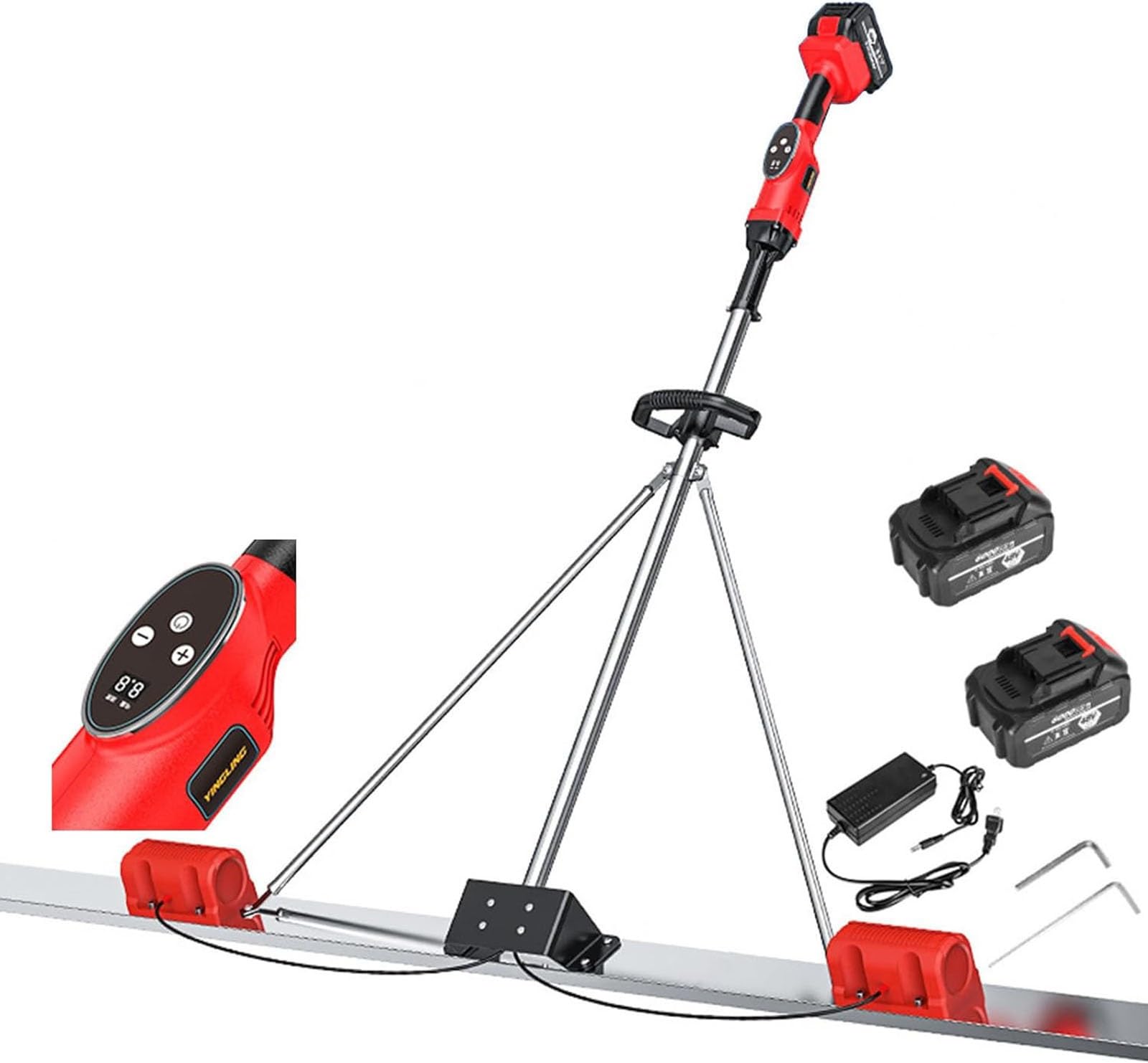 Herramienta vibratoria para hormigón con Tabla de 150/180/200 cm, Kit de Regla vibratoria para hormigón, 2 baterías, nivelador de Superficies de hormigón y Regla(1.5M)