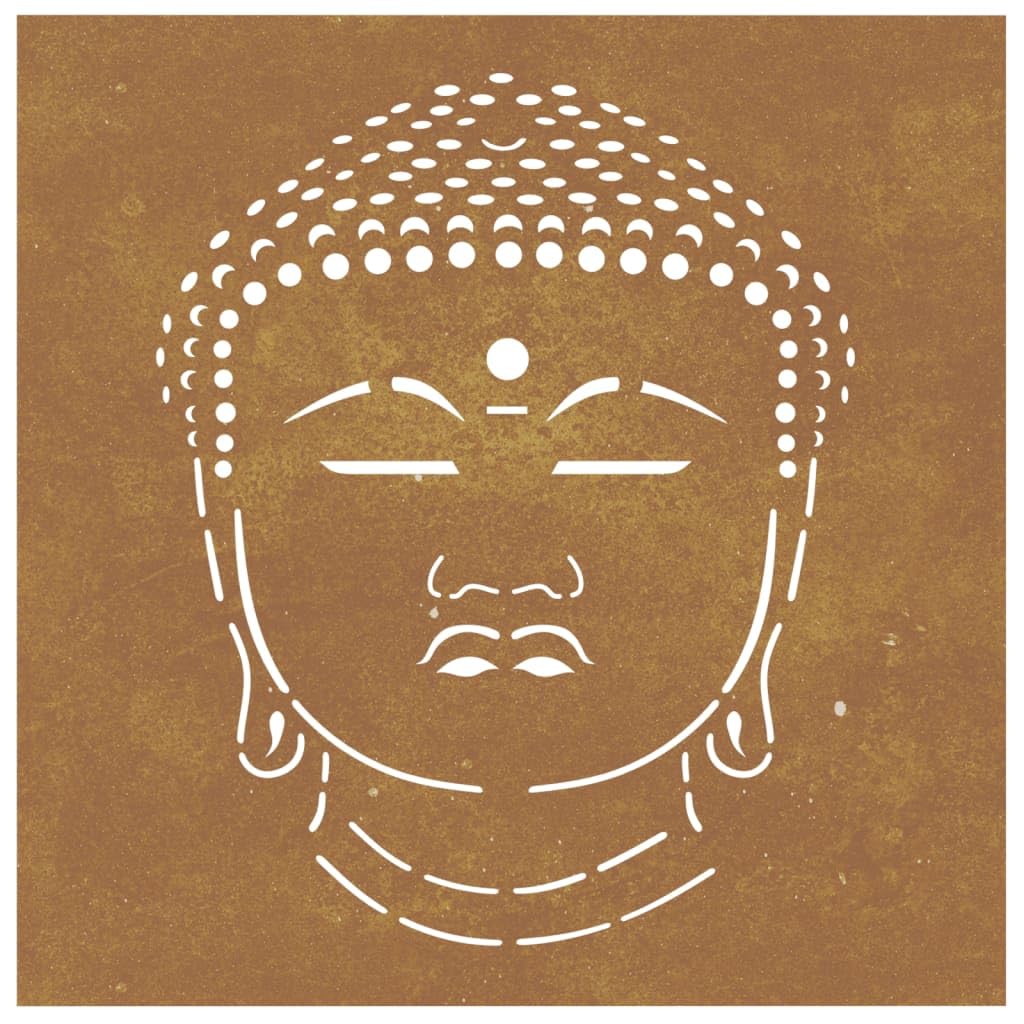 Arredamento Casa Giardino Decorazione Parete 55x55 cm Acciaio Corten Testa di Buddha Design--Complementi
