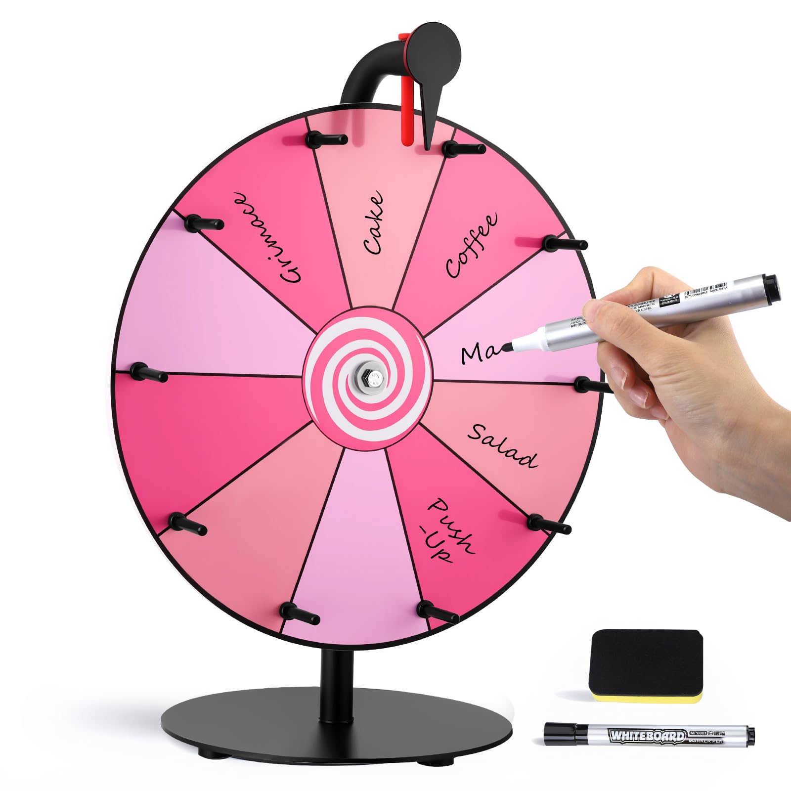 Mekturm Portable Prize Wheel, Spinner Top Roulette Wheel with Marker Pen, Tabletop Roulette Spinnings Wheel with Screwdriver