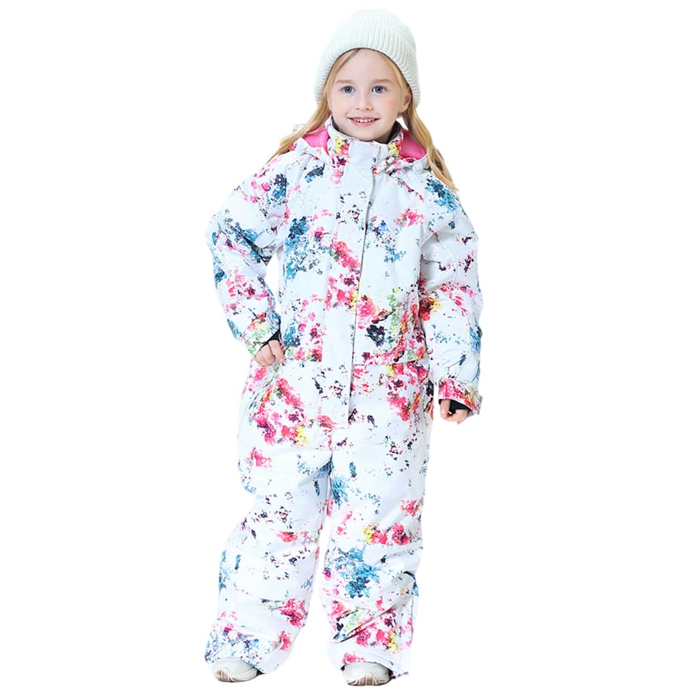 Traje de nieve para niños con capucha, a prueba de viento e impermeable, traje de esquí para niñas, mono de esquí grueso y cálido