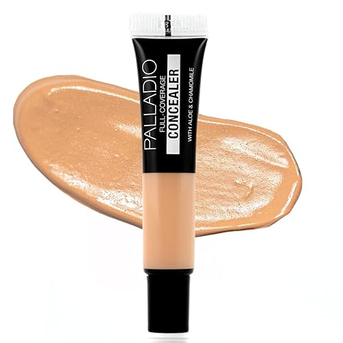 Palladio Corrector de cobertura completa, disfraz debajo de los ojos, corrector cremoso de cara y ojos, uniforme el tono de la piel, oculta manchas,