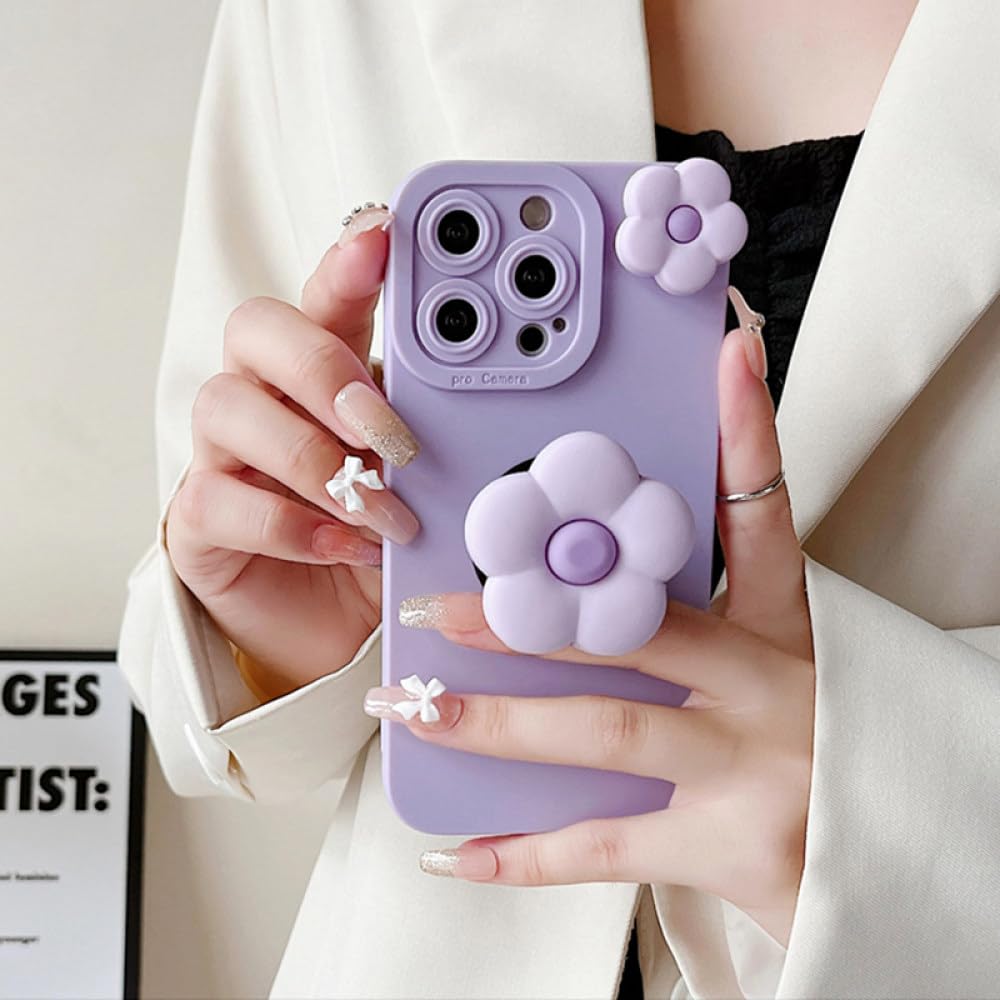 Cute Flower Stand Soft Silicone phone Case for Samsung Galaxy S9 S10 S20  S21 S22 S23 Note 20 10 9 8 Mobile Phone Holder,Purple,for Samsung Note 10  Plus : Amazon.sg: Electronics