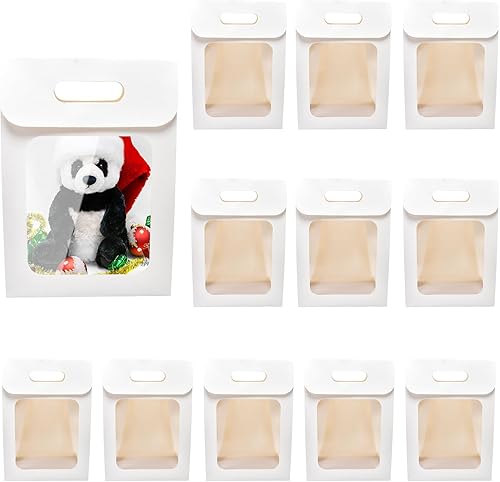 Enorteen 12 cajas de regalo plegables transparentes con cierre adhesivo, cajas de dulces, bolsas de papel, bolsas de ramo, cajas de flores para