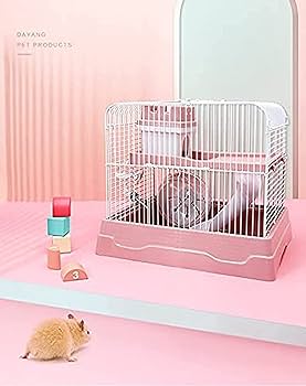 ハムスター ネズミ 小動物用二階建て飼育ケージセット ハウス家巣箱三色(ピンク) ハムスター ネズミ 小動物用二階建て飼育ケージセット ハウス家巣箱三
