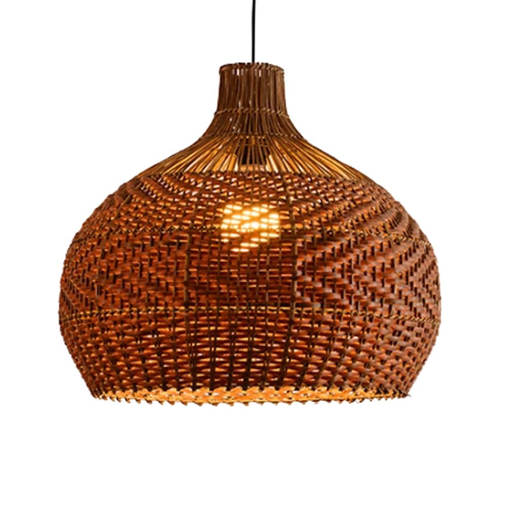 Lustre rustique pour salon en rotin marron de 60 cm style vintage bohéme