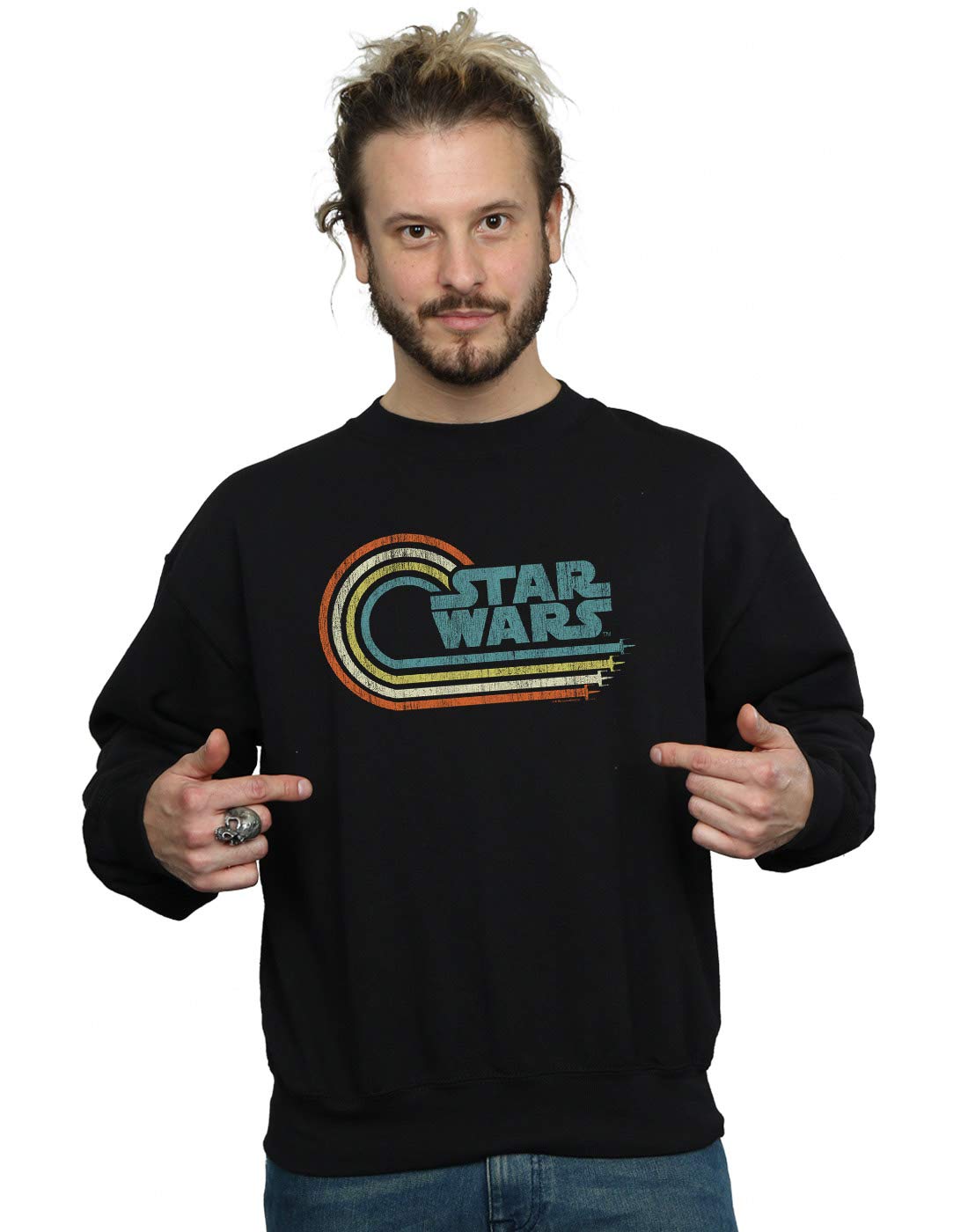 Absolute Cult Star Wars Men's Retro Wave Logo Sweatshirt Black Medium
