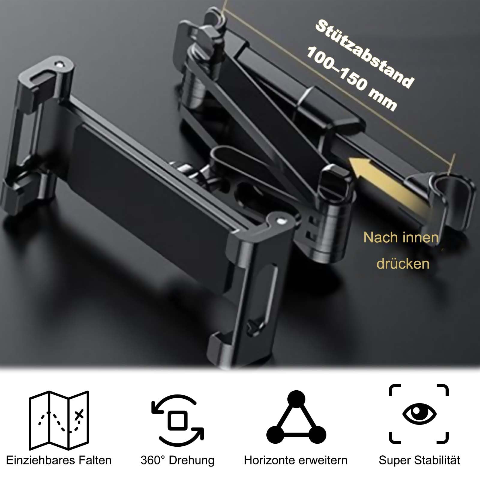 Samochodowy uchwyt na tablet, wysuwany uchwyt na tablet, super elastyczny regulowany uchwyt, uniwersalny uchwyt obracany o 360°, uchwyt na zagłówek do tabletu, iPada, smartfona, przełącznika i