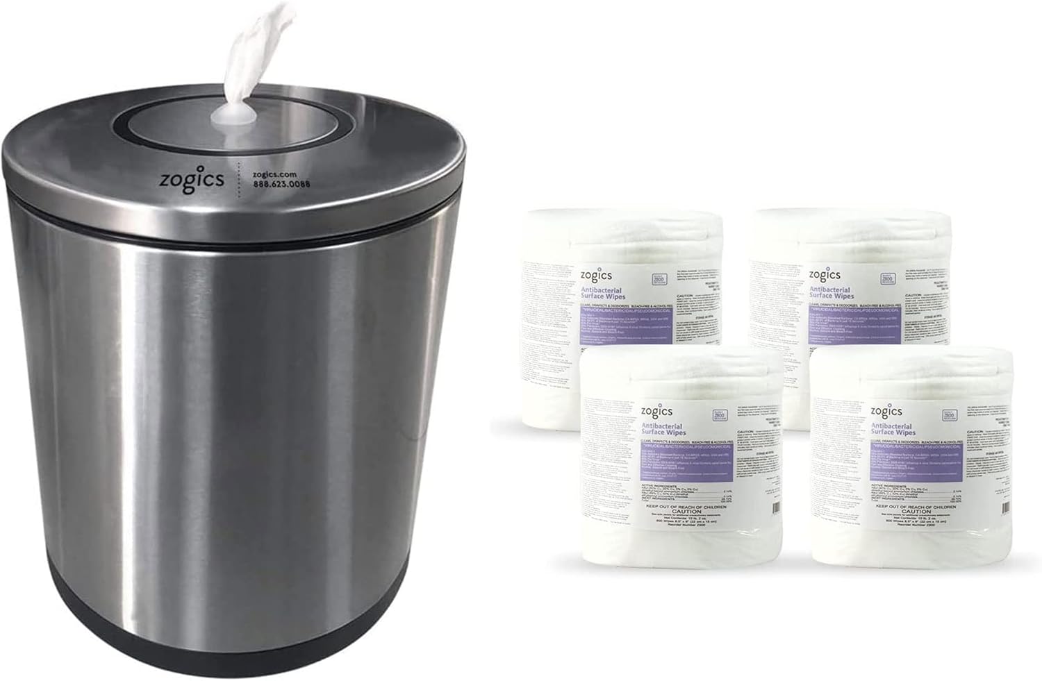Zogics Antimicrobial Wipes and Tabletop Stainless Steel