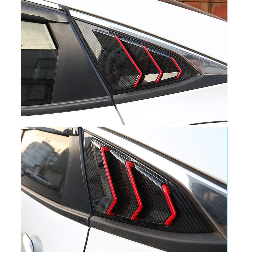 Side Air Vent Window Louver Carbon Fiber Red ABS Cover For Honda Civic 2016-2021 - Foto 6