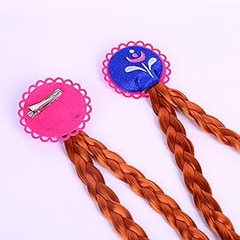 Tatibana Braided Wigs Hair Clip for Kids, 21.6 Inch Braid Hair Extensions for Kids Extension with Snowflake Decoration for Girls Costume Accessories 2 Piece Set